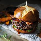 Coffee Rubbed Burgers w/Dr. Pepper BBQ Sauce