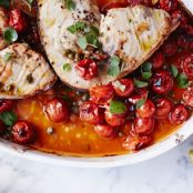 Swordfish Steaks with Cherry Tomatoes and Capers