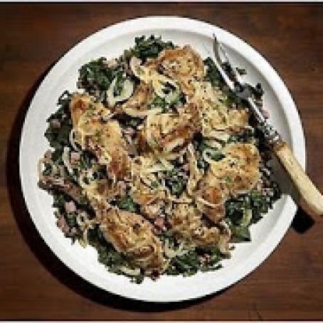 RABBIT LEGS w/PEAS, COLLARDS & HAM