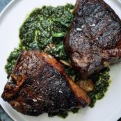 Lamb Chops with Greens and Sorrel Salsa Verde