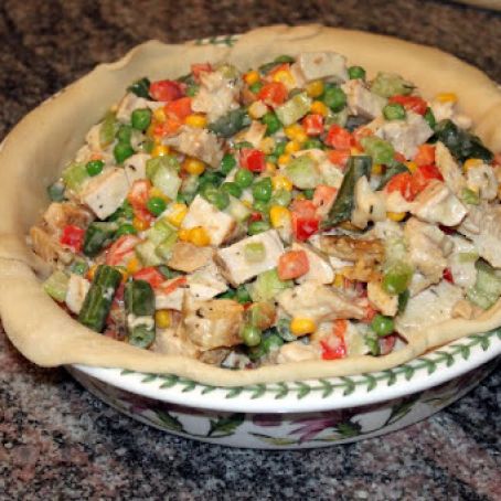 Chicken Pot Pie with Applesauce and Blueberries