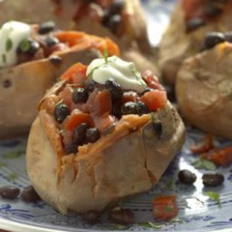 Sweet Potatoes with Warm Black Bean Salad
