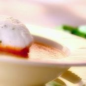 Cream of Tomato with Tarragon Floating Islet