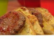 Black Pepper Reggiano French Toast with Italian Sausage Patties and Warm Honey