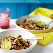 Couscous Salad with Black Beans, Mushrooms, and Corn