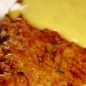 Pretzel-Crusted Chicken with Cheddar Cheese Sauce