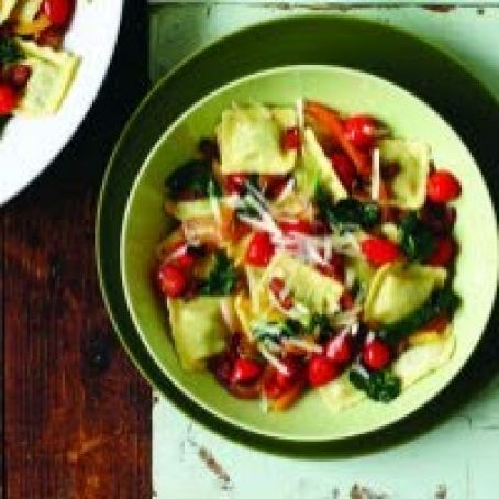 Bacon and veggie ravioli