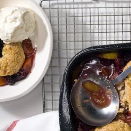 Peach and Blackberry Cobbler with Crystallized Ginger