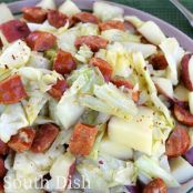 Smothered Potatoes and Cabbage with Andouille