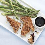 Crispy Tofu with Sesame Asparagus and Dipping Sauce