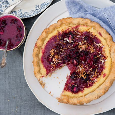 Coconut-Buttermilk Pie with Blackberry Caramel