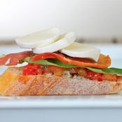 Bruschetta, Bocconcini, Basil and Prosciutto Appetizer