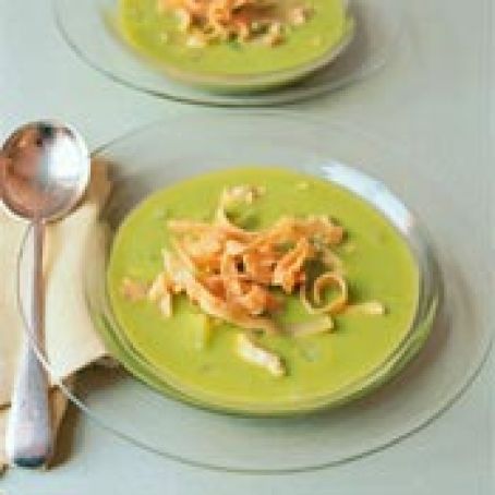 Chicken-and-Avocado Soup with Fried Tortillas