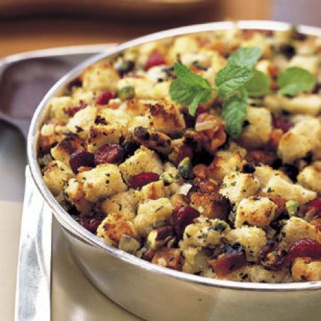Bread Dressing with Dried Apricots, Pistachios & Mint