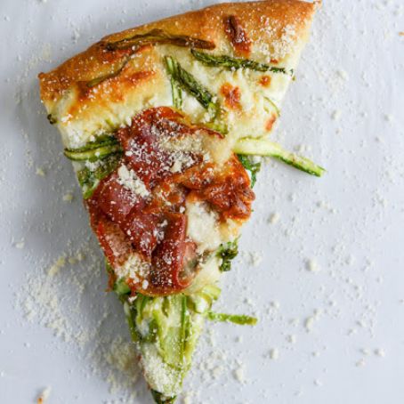 Shaved Asparagus and Whipped Ricotta Pizza