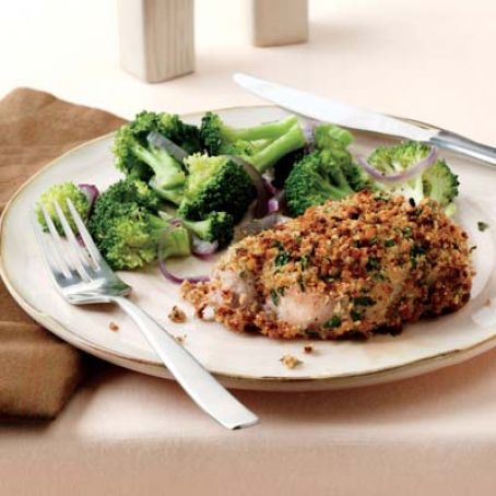 Herb-Crusted Pork Chops with Broccoli & Onions