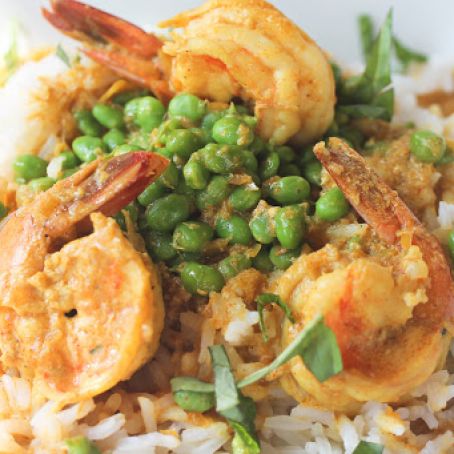 Curried Shrimp with Fresh Picked Sweet Peas