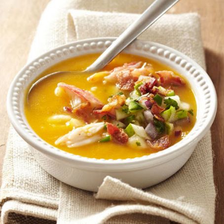 Butternut Bisque with Spicy Pear Salsa