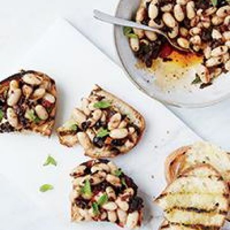 Olive, Chile and White Bean Crostini