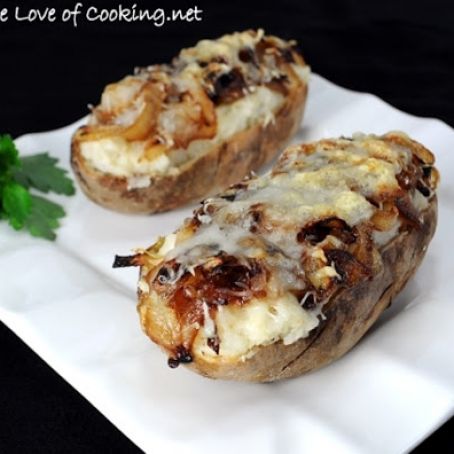 Caramelized Onion and Swiss Cheese Twice Baked Potatoes