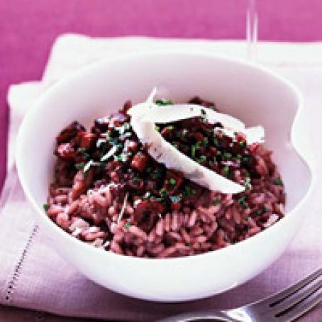 Red Wine Risotto with Mushroom Marmalade