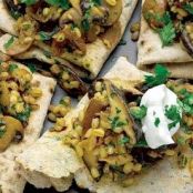 Yogurt flatbreads with mushroom ragout
