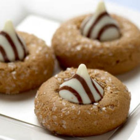 White Chocolate Kissed Gingerbread Cookies