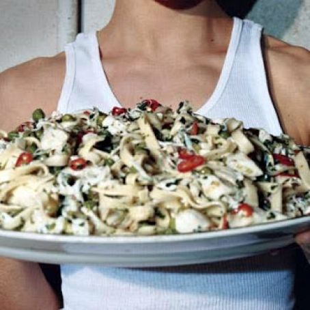 FRESH PASTA  w/CRABMEAT, PEAS & CHILI