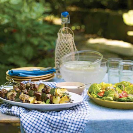 Lamb and Cucumber Kebabs with Feta Sauce