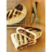 Grilled Flatbread Stuffed with Curried Potatoes, Chickpeas and Spinach