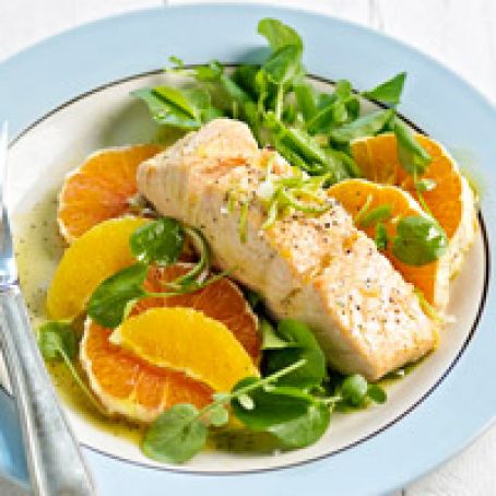 Poached Salmon on Citrus Salad