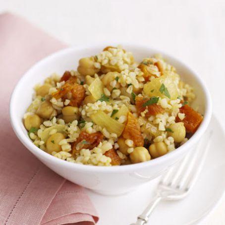 Bulgur Pilaf with Garbanzos and Dried Apricots