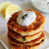 Almond Basil Crabcakes with Yogurt Dip Recipe