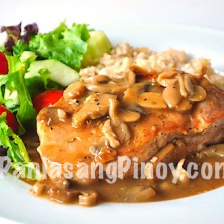 Slow Cooked Pork Chop with Mushroom Gravy