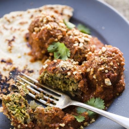 Cashew-Coconut Meatballs with Spiced Tomato Sauce