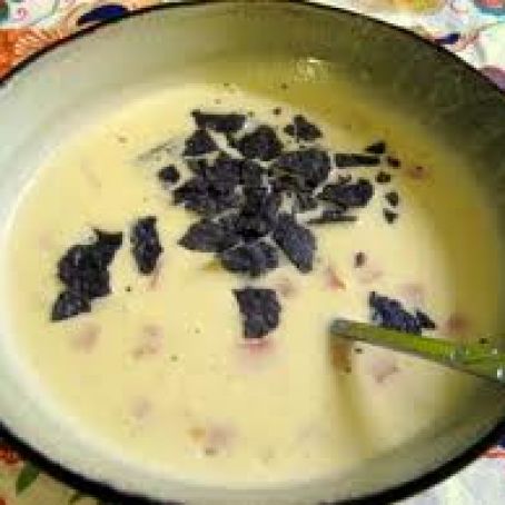 Cheddar Soup with Tortilla Crunchies