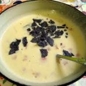 Cheddar Soup with Tortilla Crunchies