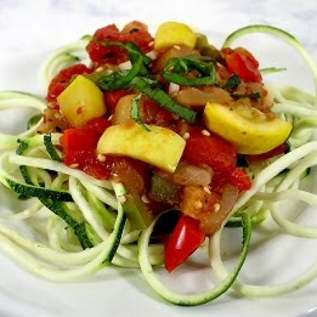 Zucchini Spirals with Fresh Vegetable Sauce