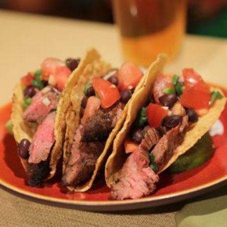 Bobby Deen's Steak Tacos with Black Bean Pico de Gallo