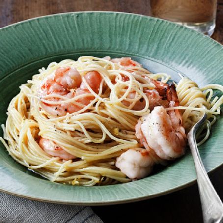 Lemon Pasta with Roasted Shrimp