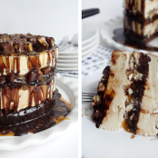 Snickers Peanut Butter Brownie Ice Cream Cake