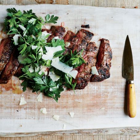 Top Grilled Steak with Parsley-Parmesan Salad
