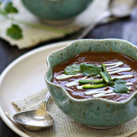 Black Bean Soup with Roasted Chiles and Tomatoes