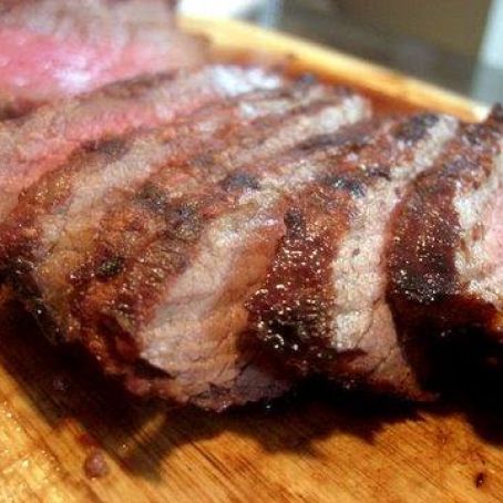 Grilled London Broil with a Sesame-Soy-Brown Sugar Marinade