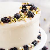 Pistachio Cake with Honey Cream Cheese Frosting