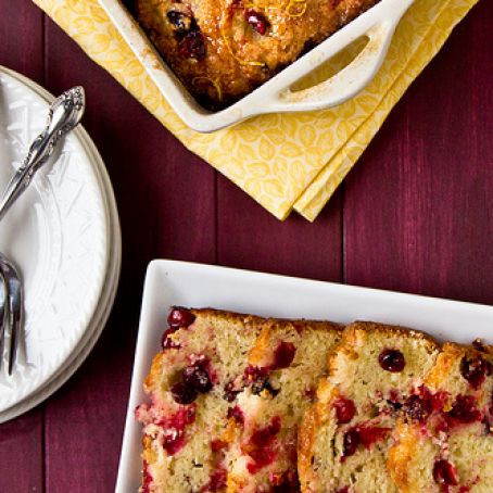 Glazed Lemony-Cranberry Loaf Cake