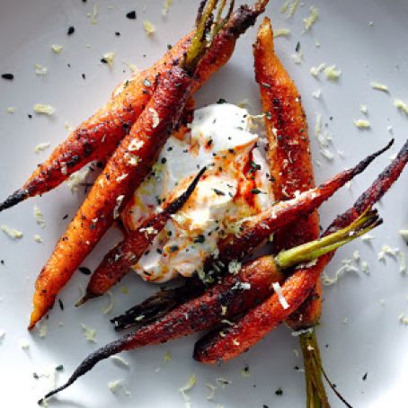 Spice-Crusted Carrots with Harissa Yogurt