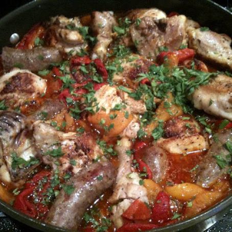 Pan-Roasted Chicken with Sweet Sausage and peppers