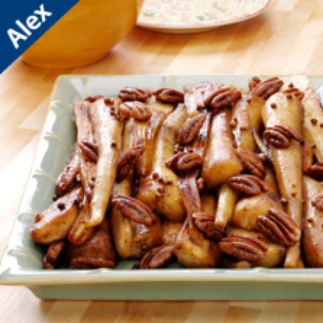 Braised Parsnips with Maple Syrup and Pecans