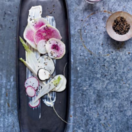 Radishes with Sour Cream Dressing and Nigella Seeds